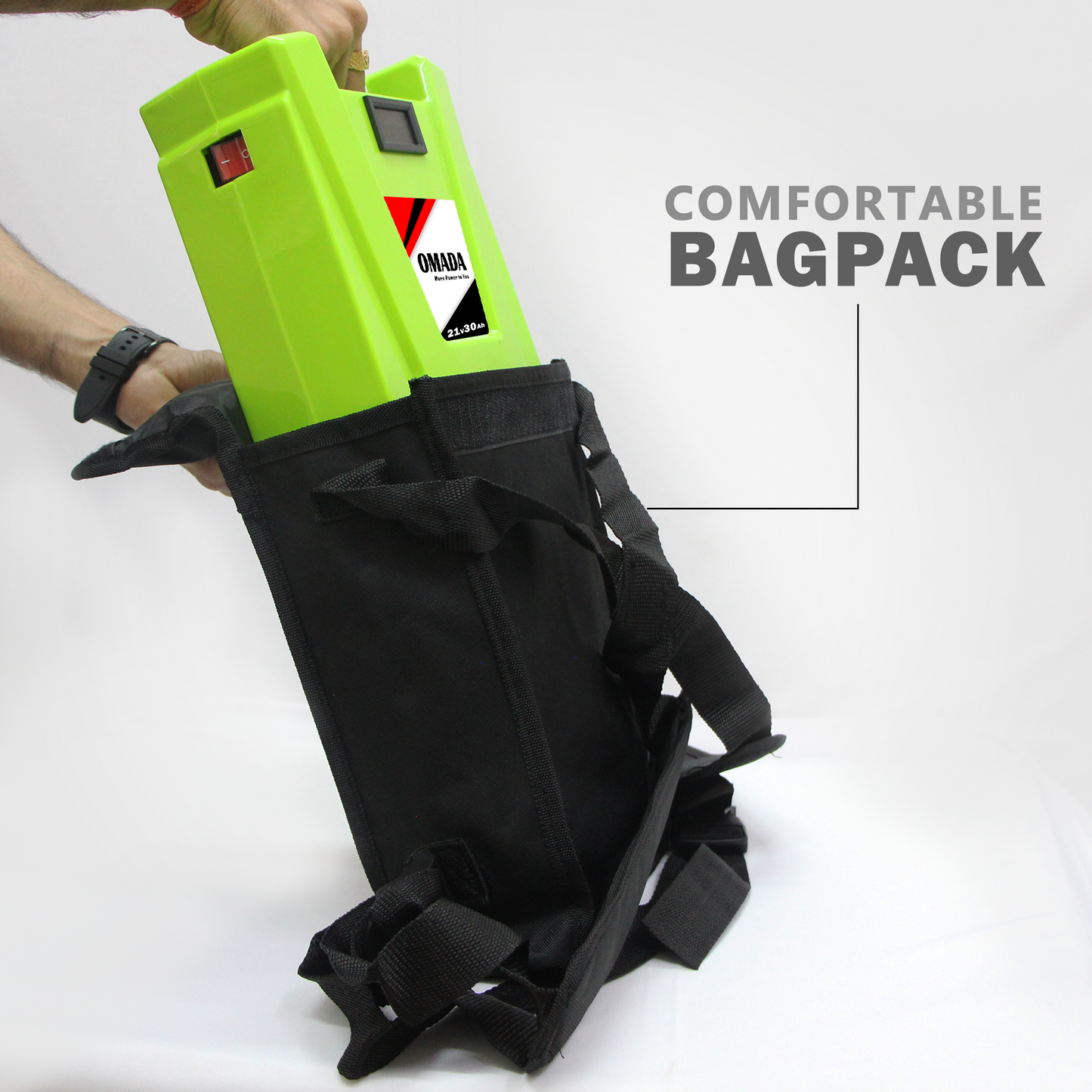 Omada 21V 30Ah Portable Power Tool Backpack | Heavy-Duty Lithium Battery for Cordless Tools | Ideal for Drills, Trimmers, Grinders & Construction Work.