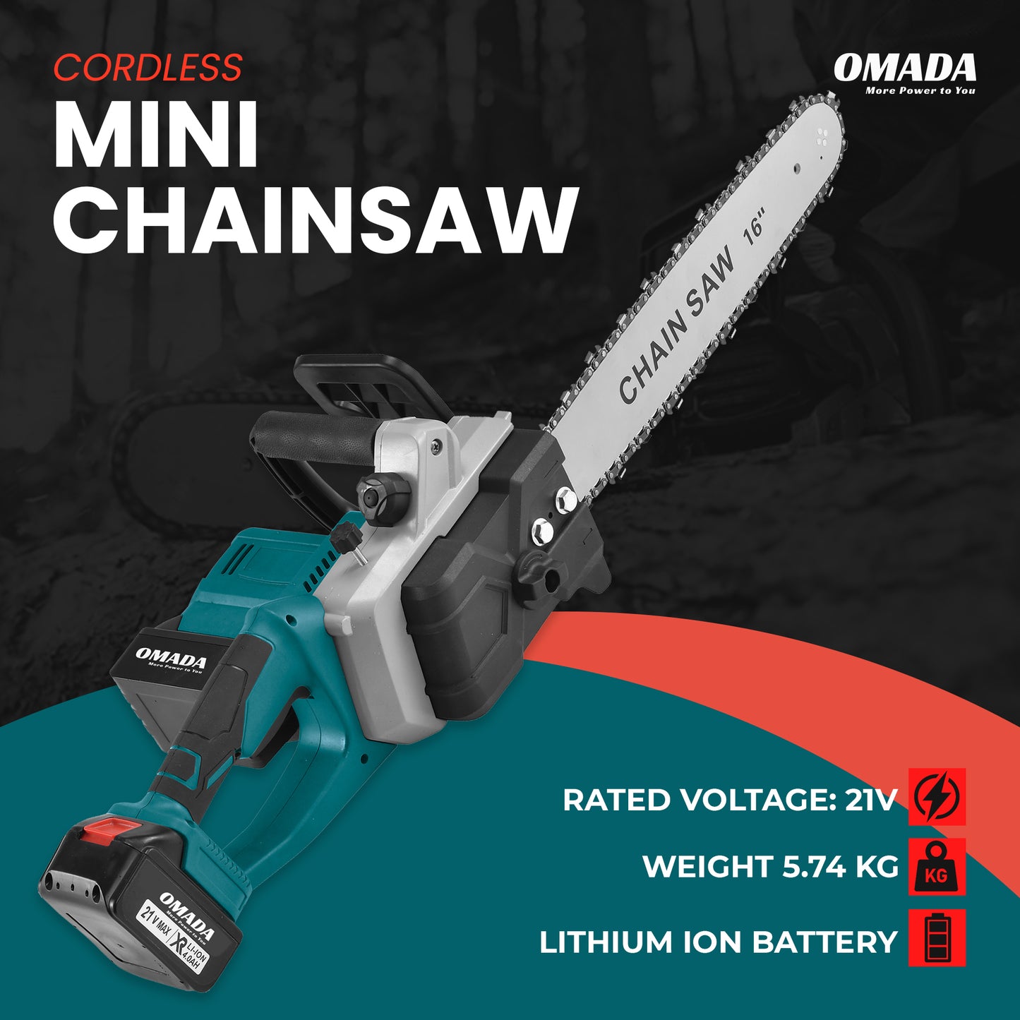 16 Inches 21v Cordless Chainsaw.