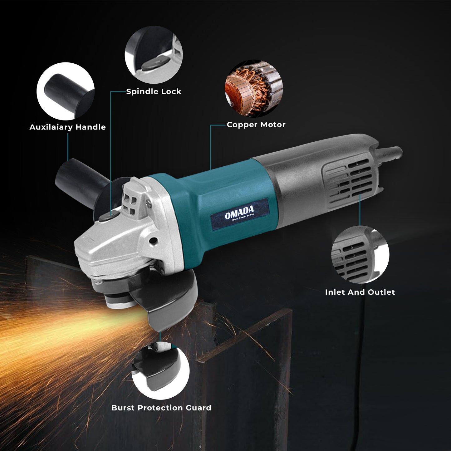 680W Corded Angle Grinder