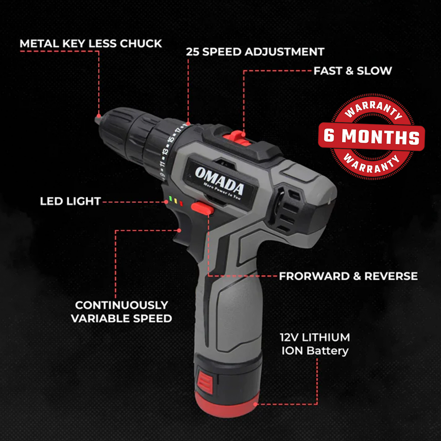Omada 12V Cordless Impact Drill