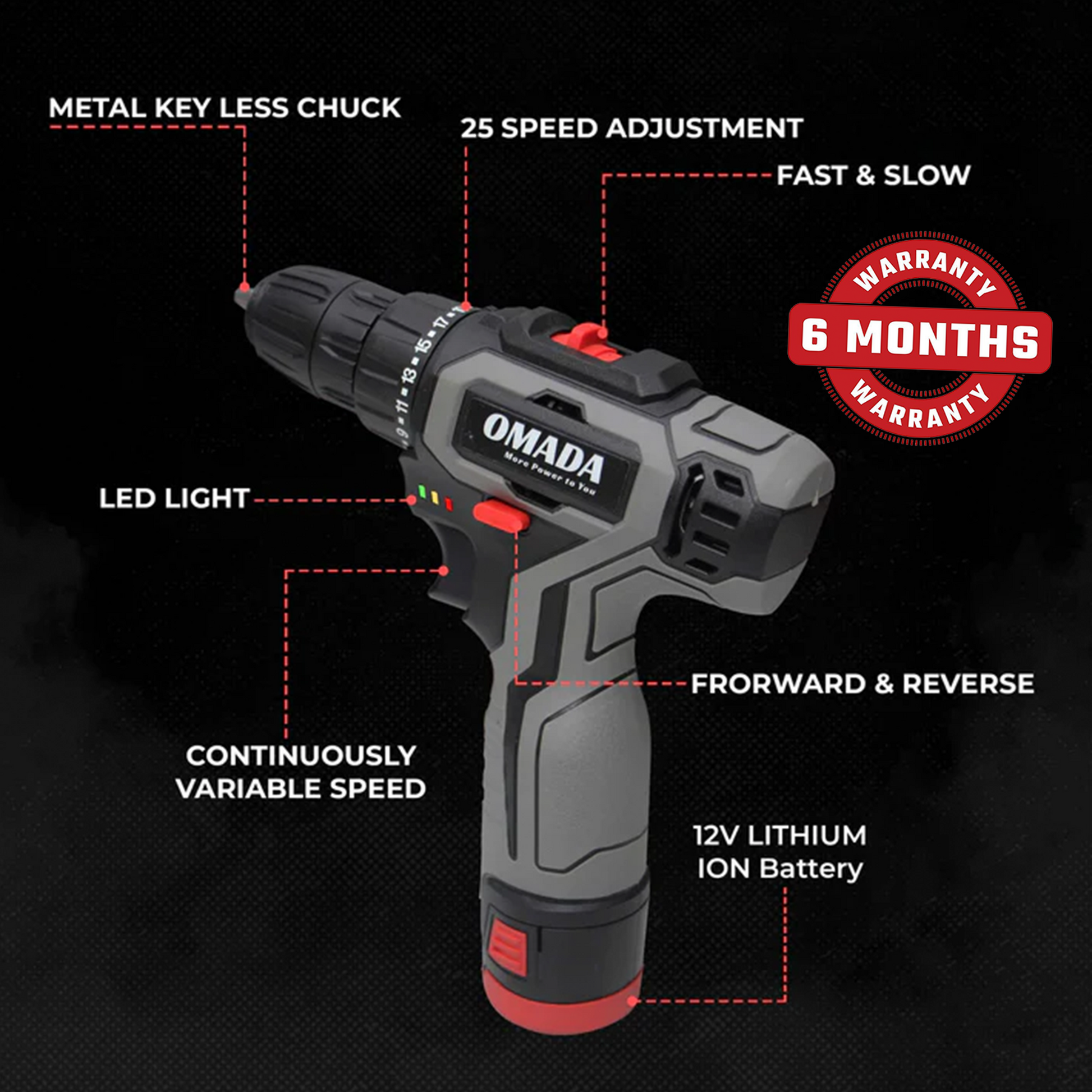 Omada 12V Cordless Impact Drill
