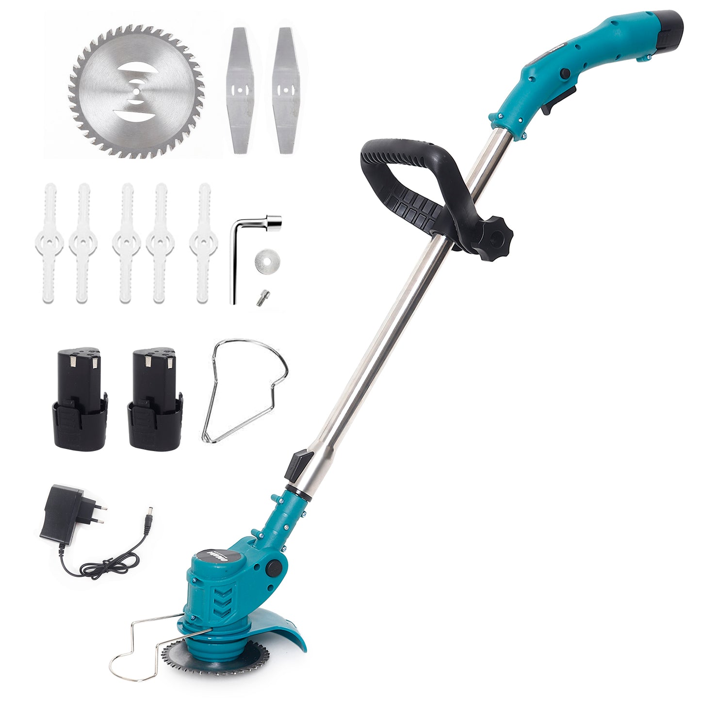 OMADA Cordless Grass Trimmer Machine - Weed Cutter - Brush Cutter 12V 1.5AH  2 batteries (4-5 hours) 7800RPM 180W to complete your gardening tasks without interruptions , With Adjustable height and Easy to use.