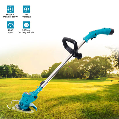 OMADA Cordless Grass Trimmer Machine - Weed Cutter - Brush Cutter 12V 1.5AH  2 batteries (4-5 hours) 7800RPM 180W to complete your gardening tasks without interruptions , With Adjustable height and Easy to use.