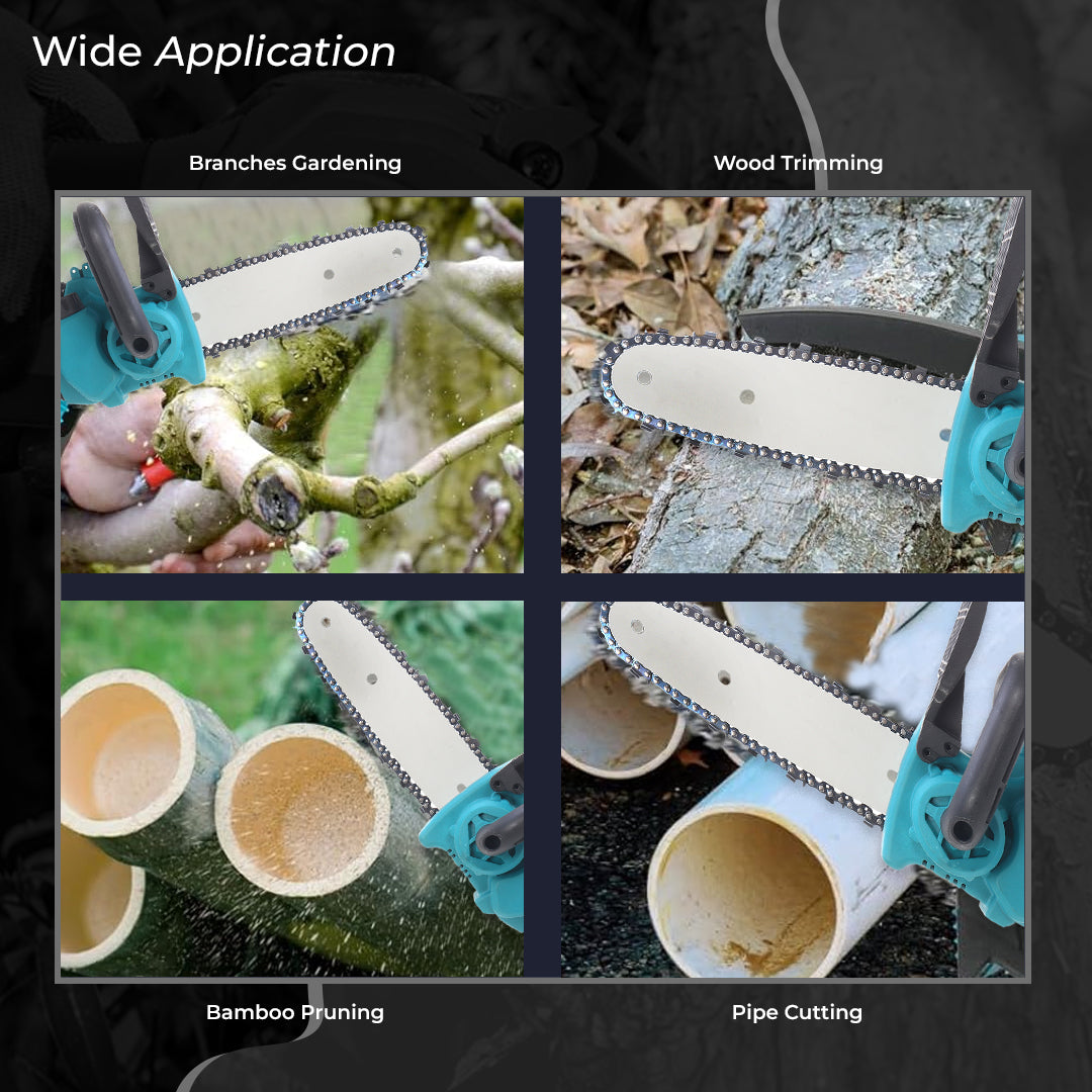 Omada 8  inches Chainsaw  with SECURITY LOCK for 21V 2.0AH 2 batteries (3-4 hours) for tasks without interruptions for Tree Trimming and Branch Wood Cutting