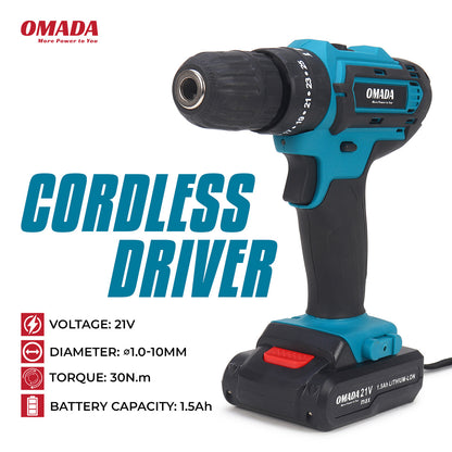 Omada 21V High Power Hand Drill Machine | Cordless Driver