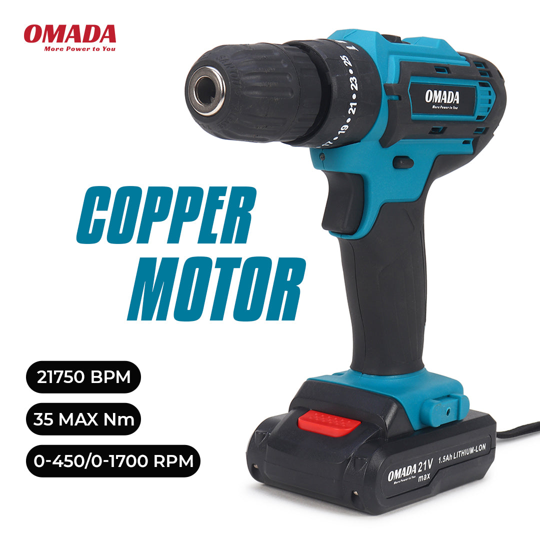 Omada 21V High Power Hand Drill Machine | Cordless Driver