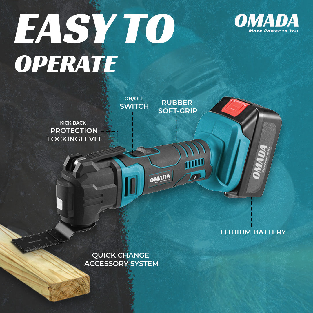 Omada 21V Cordless Oscillating Tool with 2.0Ah Li-ion - Multitool Kit