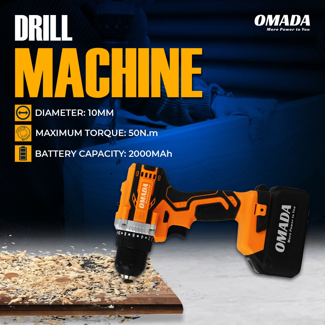 Omada 20V Cordless Hand Drill Machine with Rechargeable Battery