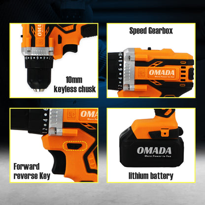 Omada 20V Cordless Hand Drill Machine with Rechargeable Battery