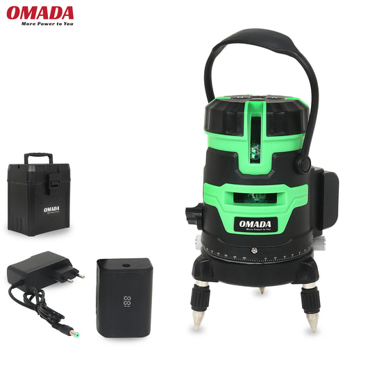 Omada Laser Level Self Leveling 5x360° Green Cross Line for Construction and Picture Hanging, with Battery, Charger & Hard Carry Case Included Non-magnetic Line Level