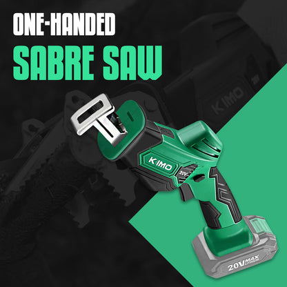 KIMO One-Handed Sabre Saw  Battery Powered, 20V 2.0Ah Cordless Saw w/Clamping Jaw for Smooth Cuts, Ultra-Light Electric Saw for Wood/Metal/PVC Pipe Cutting, Tree Pruning