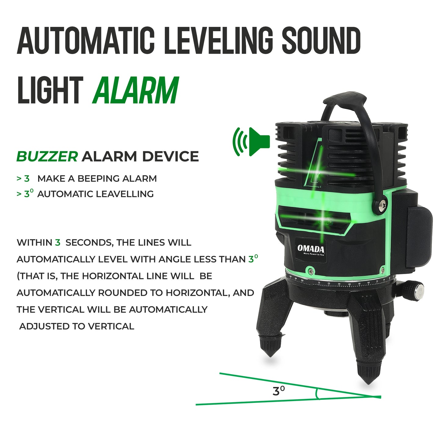 3 Lines Laser Level Self Leveling 360° Horizontal Vertical Line Laser Laser Level Magnetic Line Level