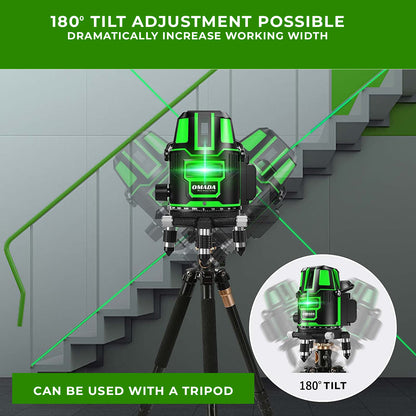 Omada Self Laser leveling Machine - 3 lines Vertical and Horizontal Lines with Down Plumb Dot Alignment 30m Self-leveling Laser Tool -360°Rotating Base