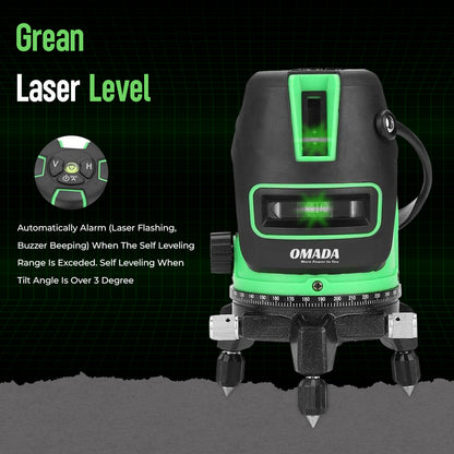 Omada Self Laser leveling Machine - 3 lines Vertical and Horizontal Lines with Down Plumb Dot Alignment 30m Self-leveling Laser Tool -360°Rotating Base