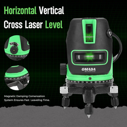 Omada Self Laser leveling Machine - 3 lines Vertical and Horizontal Lines with Down Plumb Dot Alignment 30m Self-leveling Laser Tool -360°Rotating Base