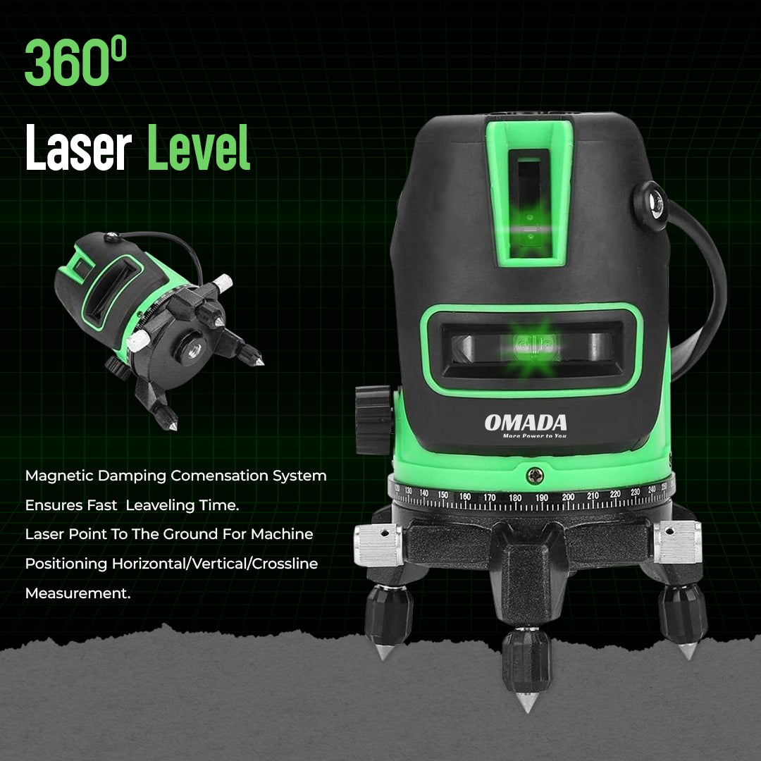 Omada Self Laser leveling Machine - 3 lines Vertical and Horizontal Lines with Down Plumb Dot Alignment 30m Self-leveling Laser Tool -360°Rotating Base