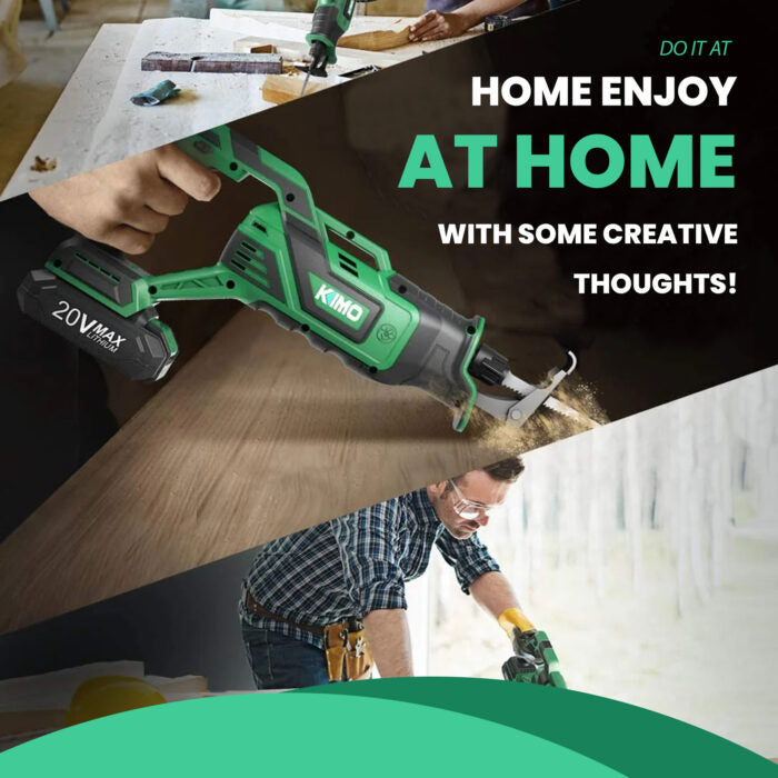 KIMO 20V Brushless Cordless Reciprocating Saw, 20V 4.0Ah Battery Powered