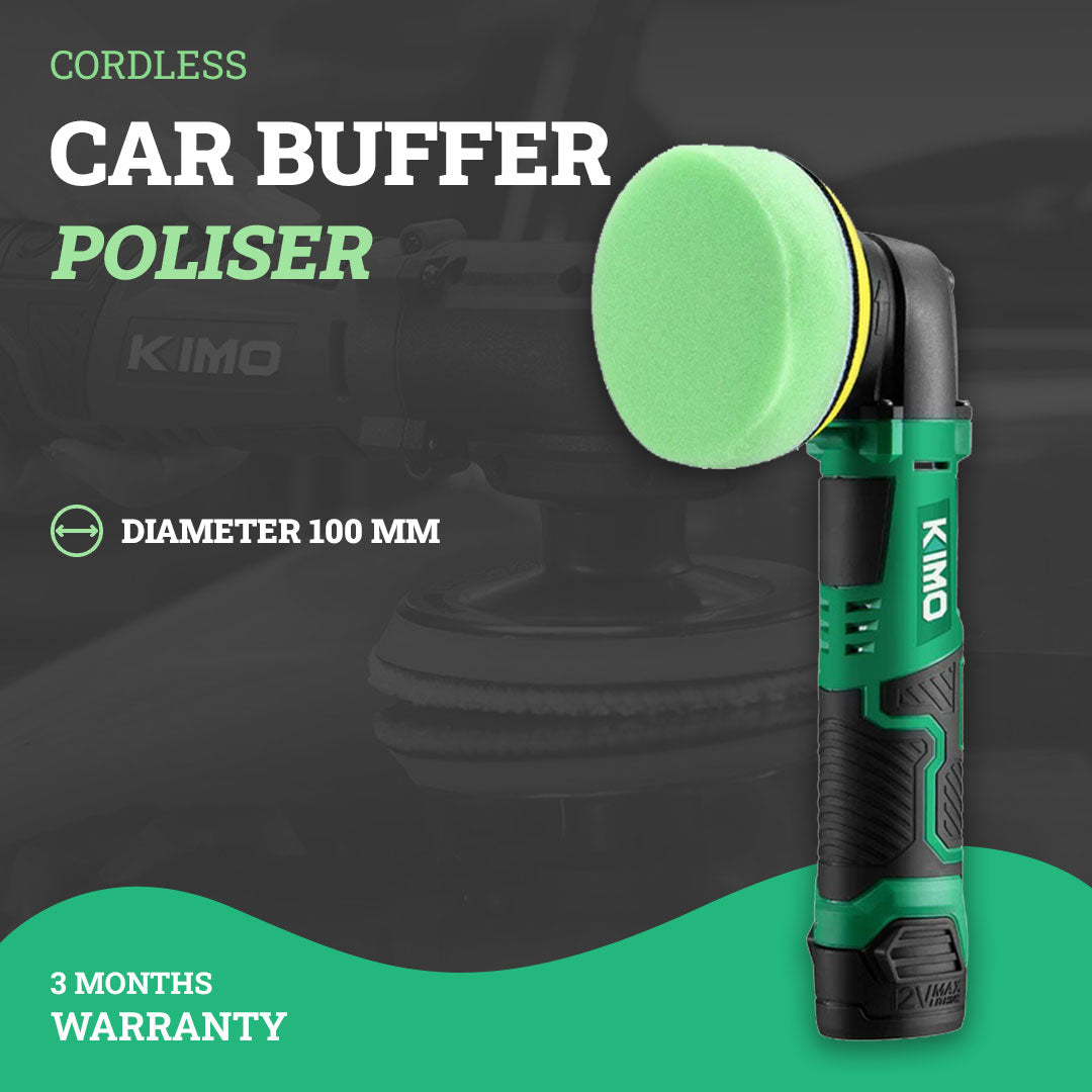 KIMO Cordless Car Buffer Poliser, Wheel Diameter 100MM ,Variable Speeds,4 Pads for Car Waxing/Scratch Removing/Home Appliance Polishing.