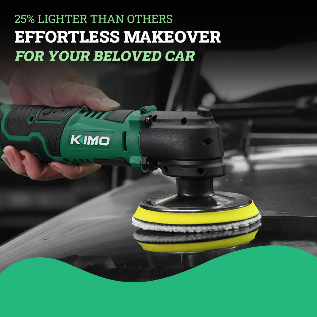 KIMO Cordless Car Buffer Poliser, Wheel Diameter 100MM ,Variable Speeds,4 Pads for Car Waxing/Scratch Removing/Home Appliance Polishing.