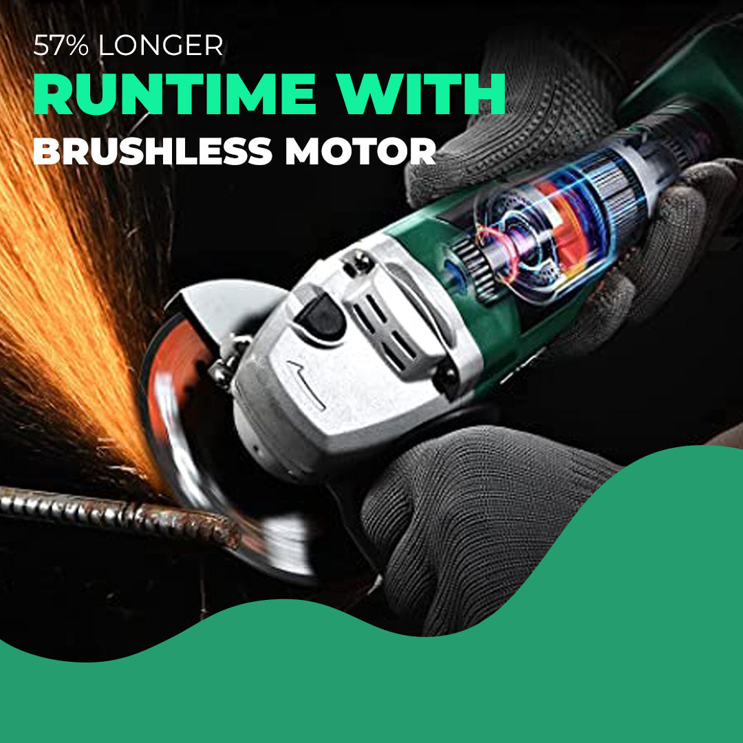 KIMO 20V Cordless Angle Grinder 4.0Ah Li-Ion Battery & Charger, 8000RPM Brushless Motor, 4-1/2'' Blade, Electric Brake, 2-Position Handle, Battery Grinder Tool for Metal Wood