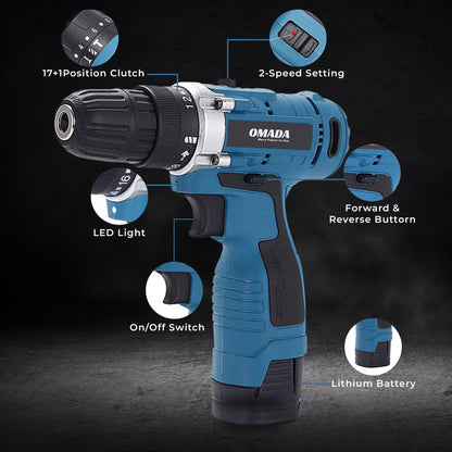 10mm 12V Cordless drill Max Torque 31N.M 1850 RPM