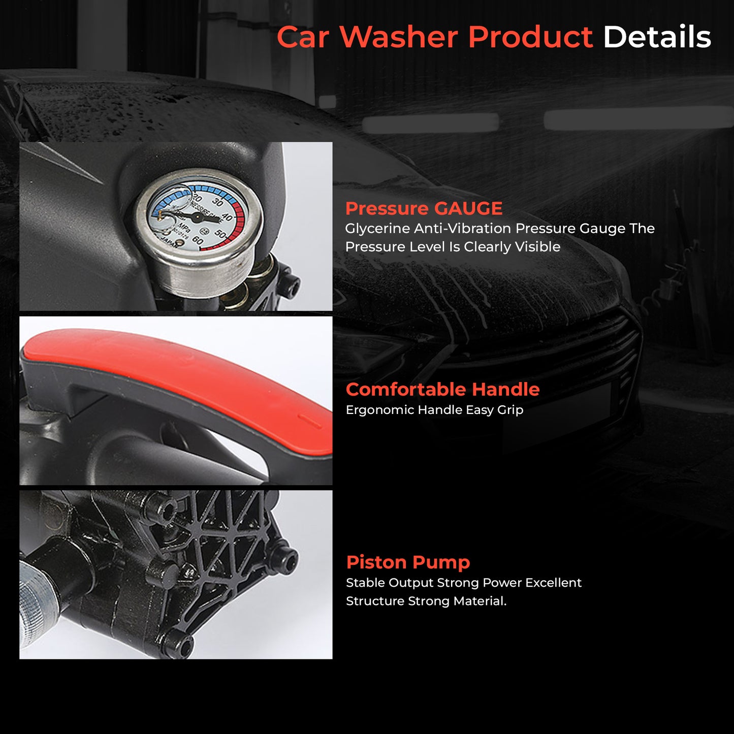 Omada Car Washer high Pressure Pump 220V, 1800W, 14 Bar, 320L/H Water Flow Rate