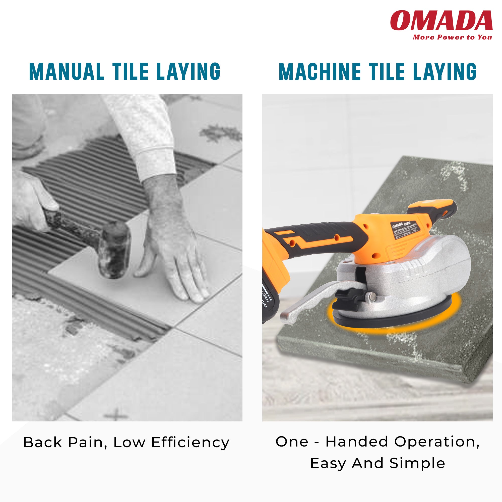 Omada 20V Cordless Tile Installation Machine/Tile Vibration Machine High-Power Paving Brick Wall Tiles Automatic Paving Tool [Battery Included]