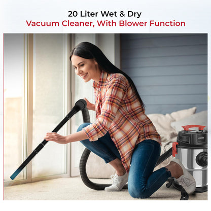 Omada Wet and Dry 20-Litre Vacuum Cleaner, Blower Function - for Home/Office/Car use with High Power Suction with Multiple Accessories