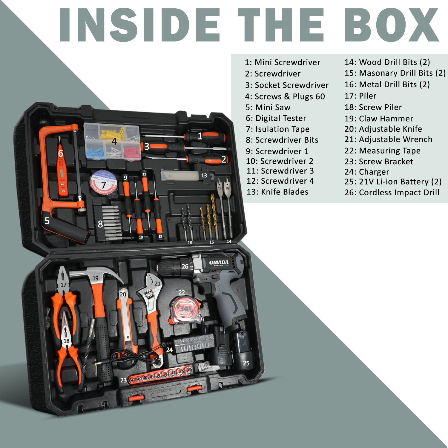 16.8V Professional Tool kit with Cordless Drill.