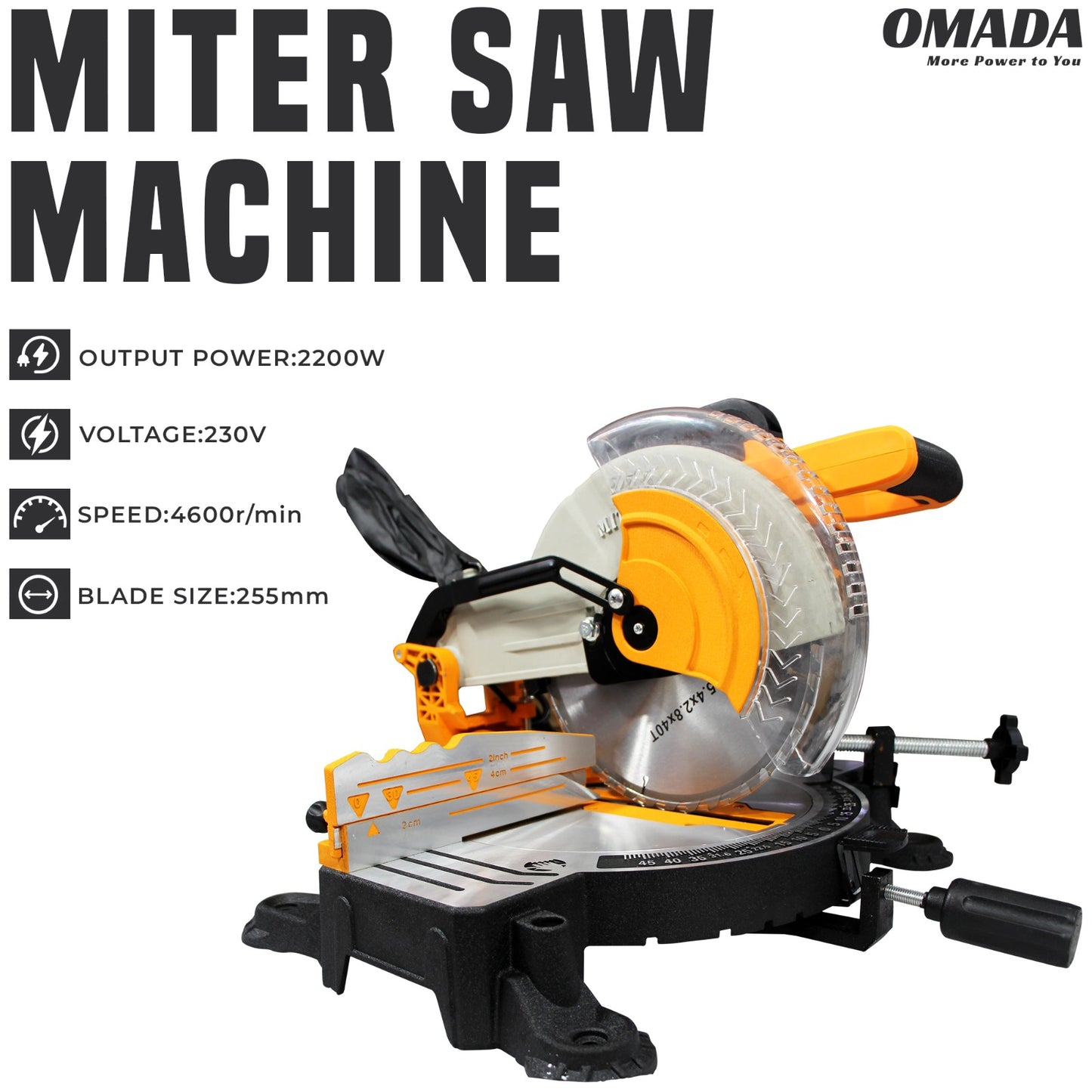 Omada 10"Miter Saw 2200W Miter Saw Machine  4600r/min