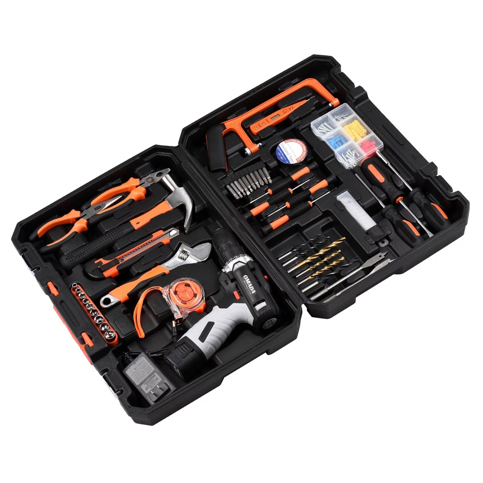 OMADA GT Series 16.8V Cordless Drill Tool Kit 105Pcs Household Power Tools Drill Set with 16.8V Li-Ion Battery & Charger for Home Tool Kit